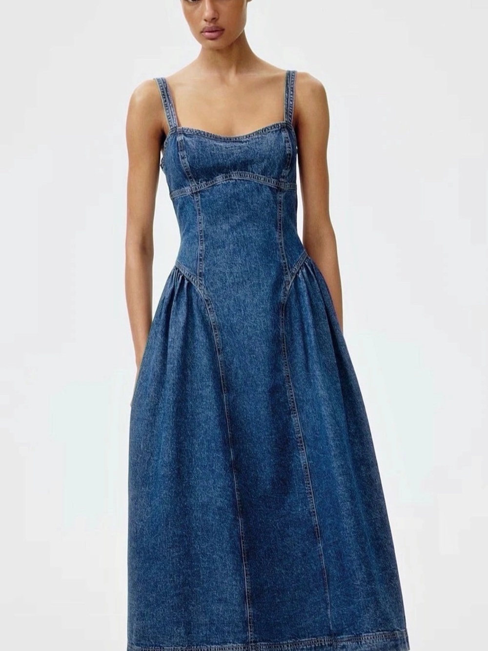 H&M Flared-Skirt Denim Dress
